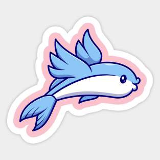 Cute Flying Fish Swimming Cartoon Sticker